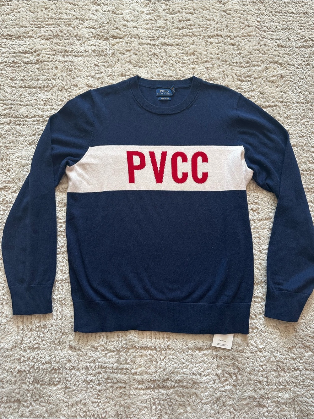 Polo Ralph Lauren Women’s PVCC Moffett Varsity Sweater Navy Pima Cotton M
